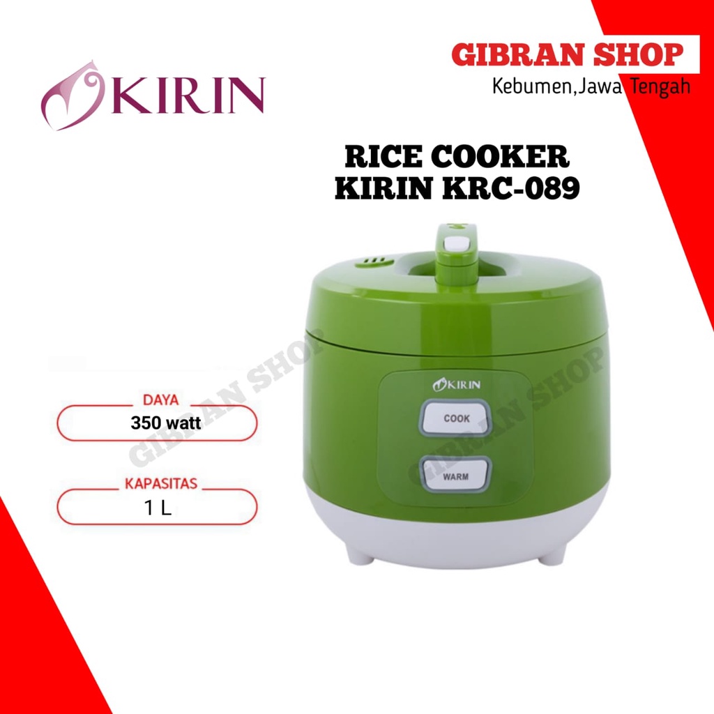 Magic Com KIRIN KRC 089 / KRC089 CMOND Hijau 1.0 Liter Garansi Resmi Rice Cooker Penanak Nasi Kecil 