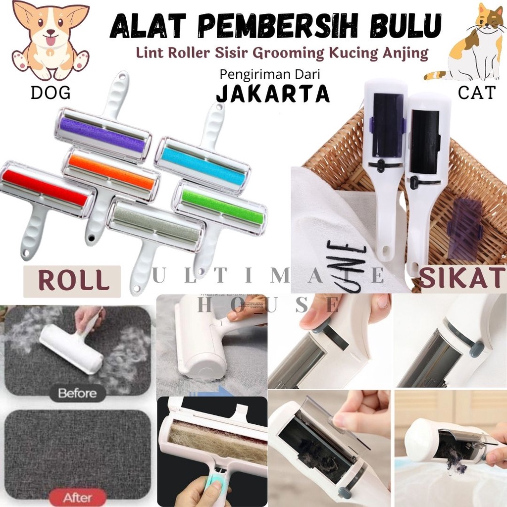 Sikat Pembersih Bulu Kucing Bulu Anjing Alat Pembersih Bulu Kucing Anjing Roll Lint Roller