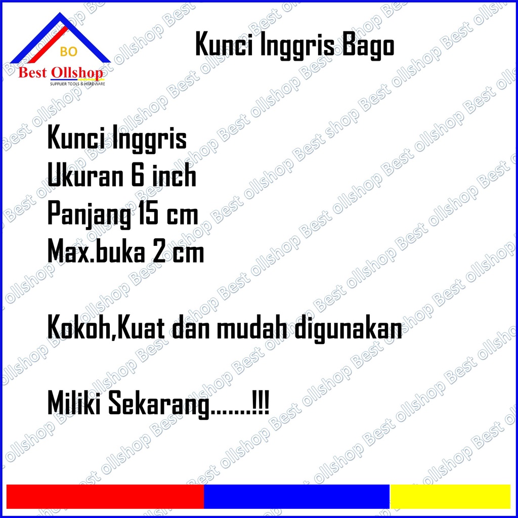 Kunci Bago 6 inch / Kunci Konci inggris Ingris Bako Bagong 6 inch Mini Hex Kecil Adjustable Wrench 150 MM RRT