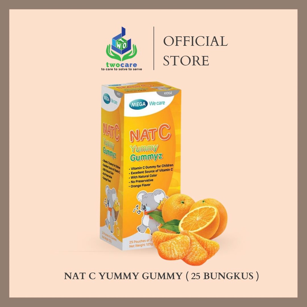 Mega We Care NAT C Yummy Gummyz Isi 25 Vitamin Vit C Permen Jeli Anak