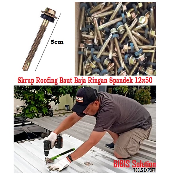 Skrup Roofing Baut Roofing Skrup Ruping Baja Ringan Sekrup Atap Spandek 5 cm 12x50