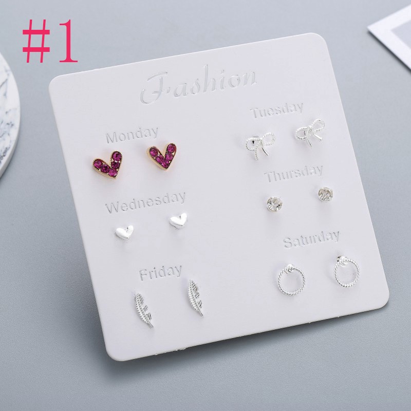 ✅COD Anting Korea Set Wanita 6 Pasang Fashion Kristal Berlian