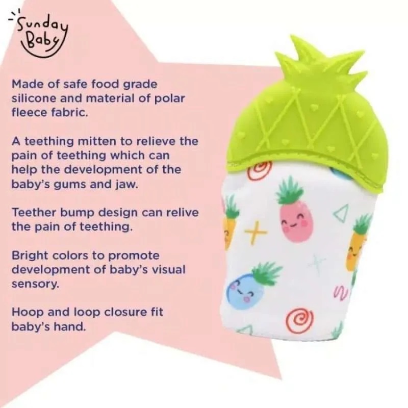 Sunday Baby Food Grade Silicone Teether Mitt | Mainan Gigitan Bayi