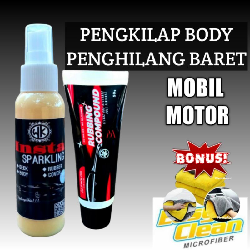 Penghilang Baret Rubbing Compound &amp; Insta Sparkling/ Pengkilap Motor/Pengkilap Mobil