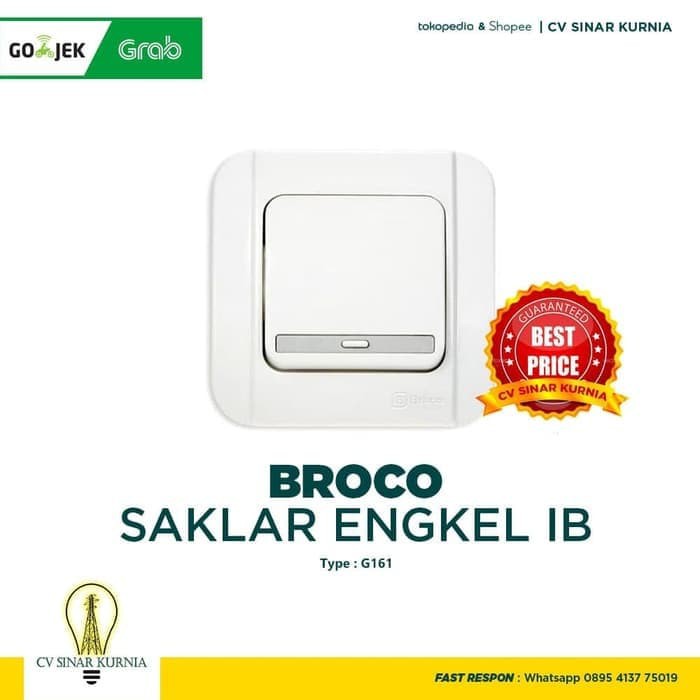 Saklar Tunggal Broco Saklar Broco G161 Engkel IB Inbow Galleo Warna Putih