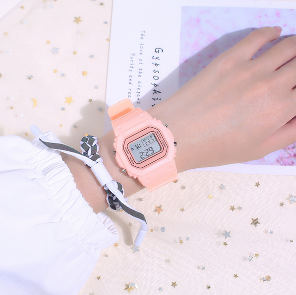 Jam Tangan Strap Rubber Untuk Wanita/Jam Tangan Wanita Fashion Korea Style Digital Sport-3