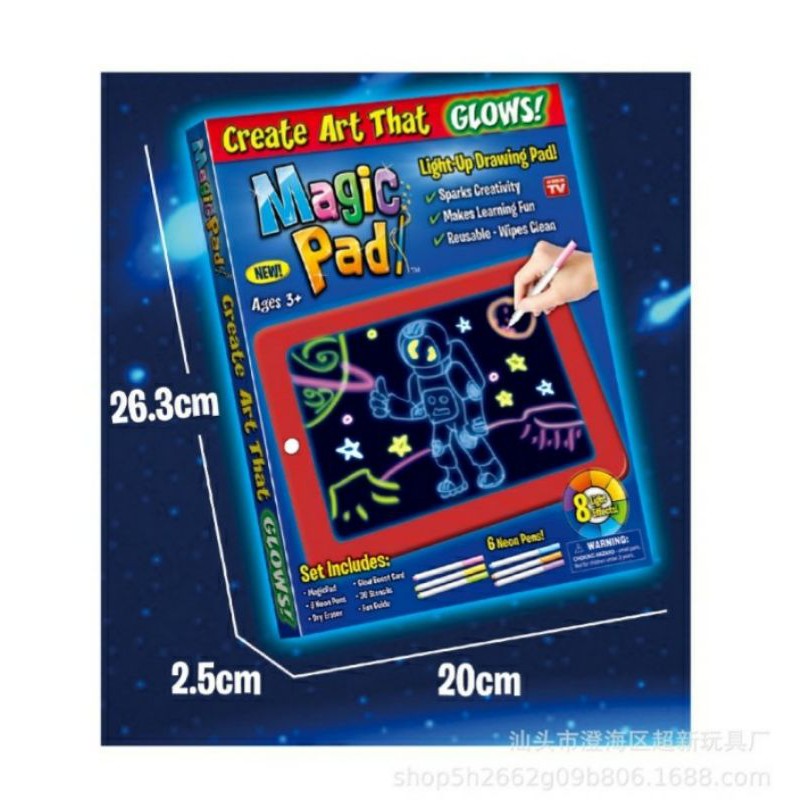 Magic Pad Magic Drawing Buku Gambar Anak 3D Dengan Lampu LED