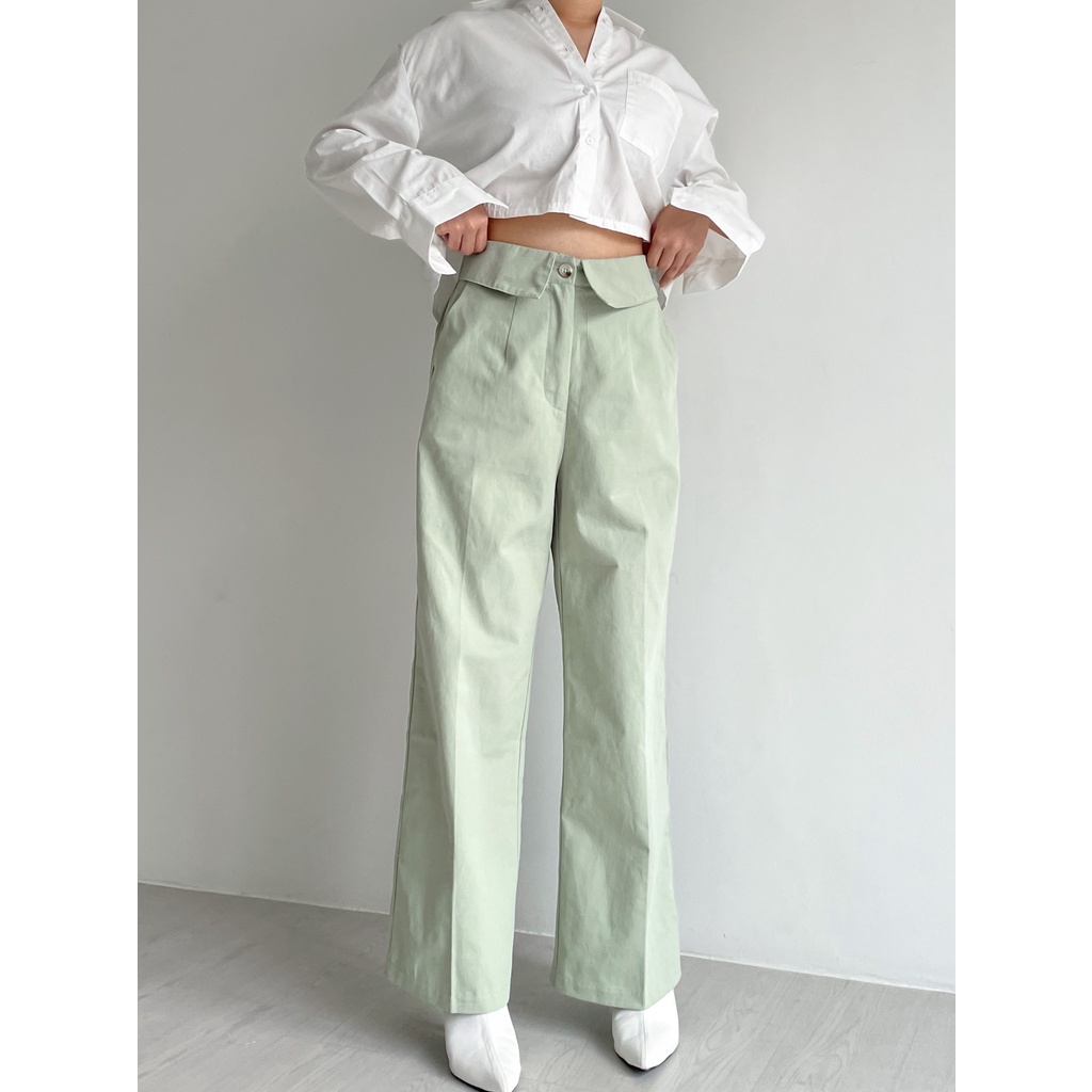 Peach Poppy REI Fold Pants Katun Premium - Celana Panjang Wanita Premium