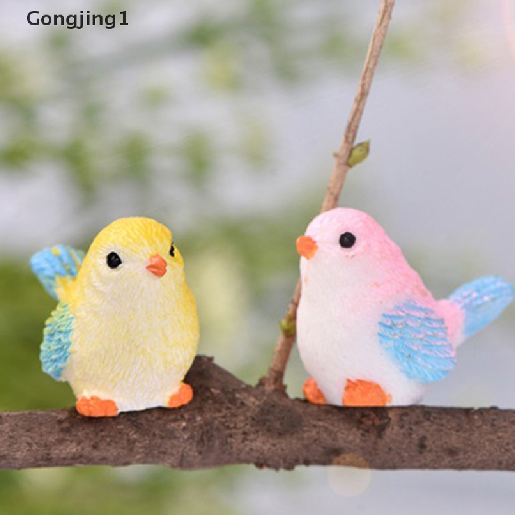 Gongjing1 8Pcs / Set Miniatur Burung Gereja Warna-Warni Untuk Dekorasi Taman / Rumah