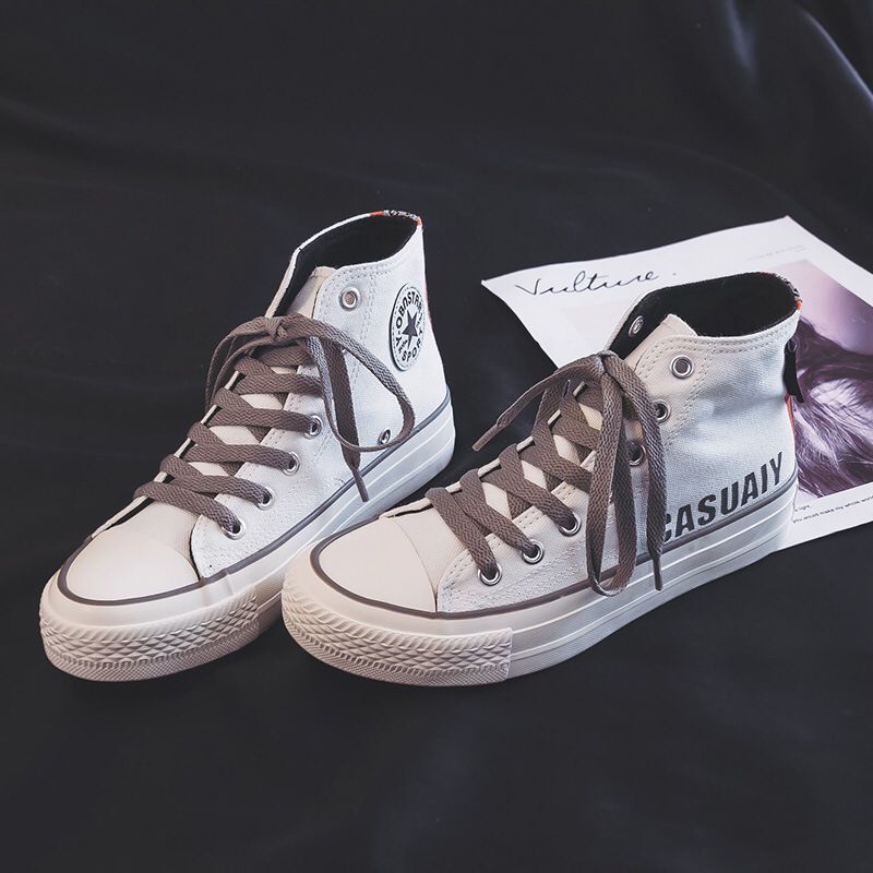 [ COD ] [ PAKAI DUS SEPATU ] IDEALIFESHOES SNEAKER PUTIH COUPLE CEWEK ABG KANVAS SHOES CASUAL HIGHTOP SEPATU PEREMPUAN WANITA CANVAS CASUALY LOGO CASUALY