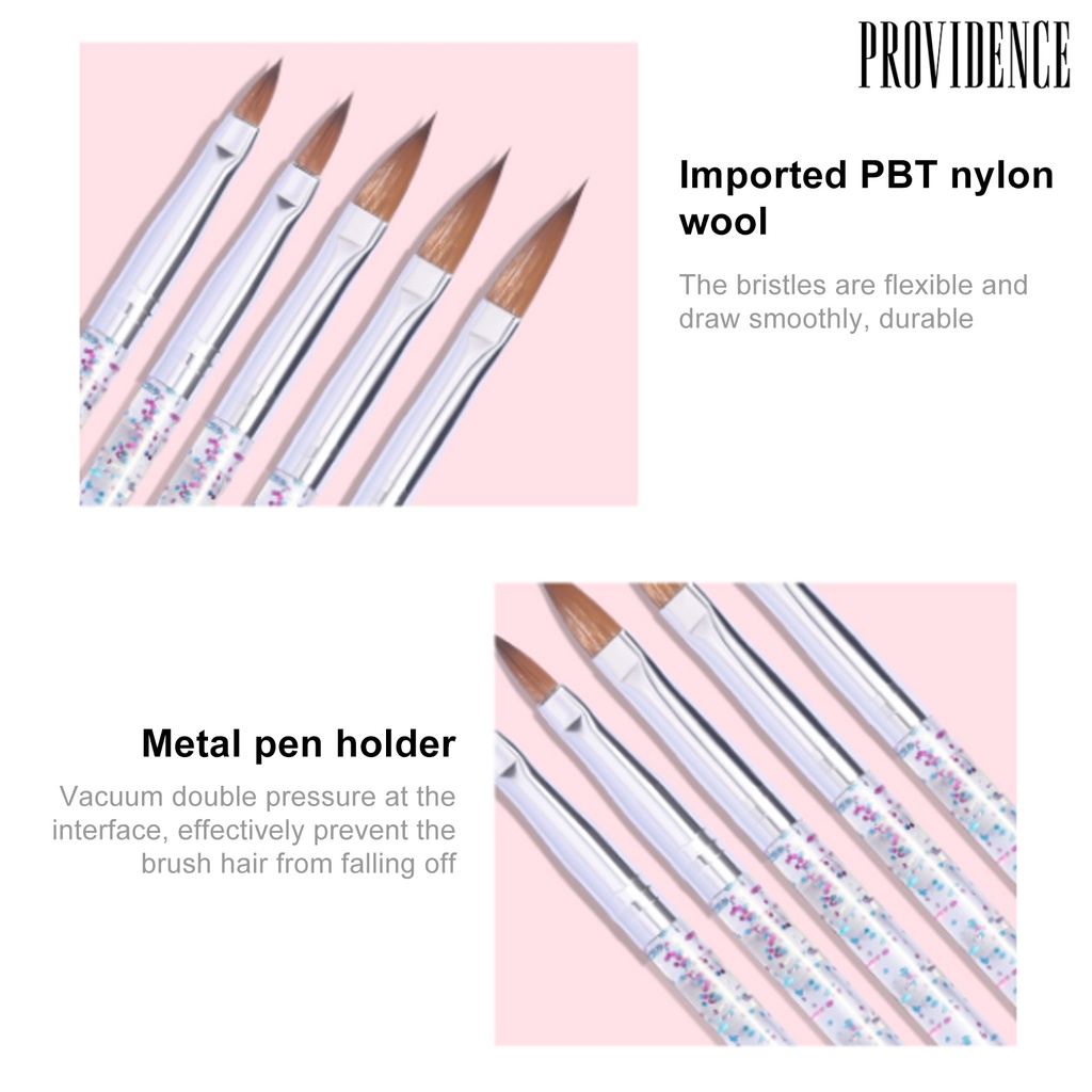 Providence 5Pcs/Set Nail Art Brush Soft Tip Multifunctional Ultra Thin Flower Stripes Lines Liner DIY Drawing Brush for Manicure