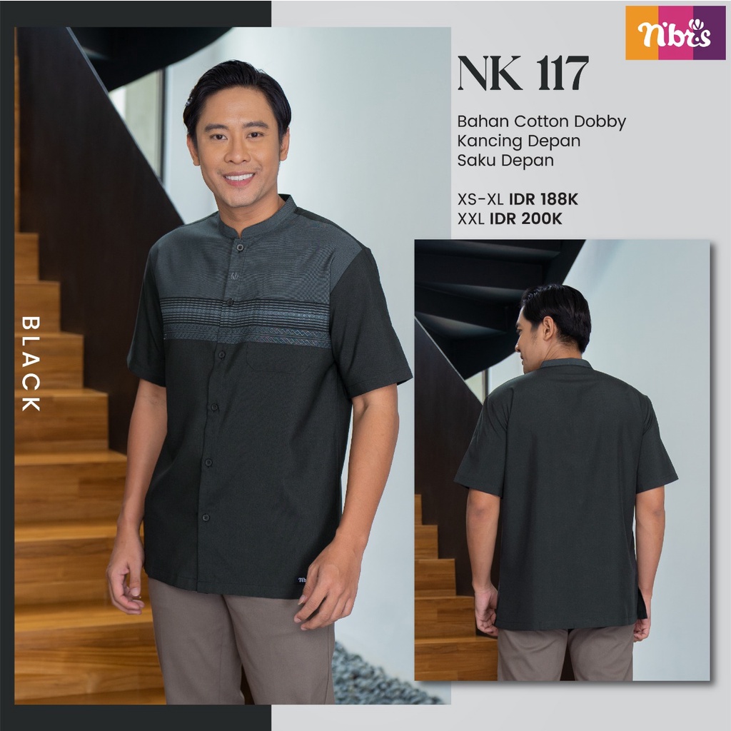 Nibras Koko NK 117 Bahan Cotton Dobby Atasan Pria Modern Simpel Kekinian by Nibras bisa COD