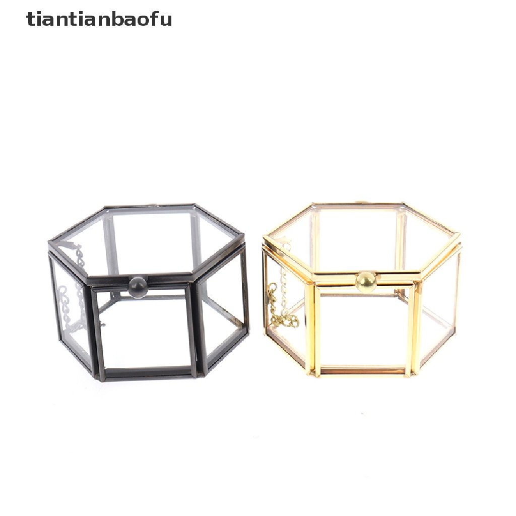 [tiantianbaofu] Geometrical Glass Jewelry Box Jewelry Organize Holder Ring Box Jewelry Storage Boutique