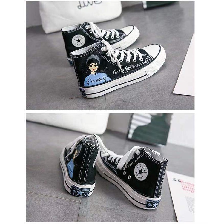 Sepatu Boots Flat Model Ankle Hidden GIRL Bahan Kanvas Fashion untuk Wanita Import-4