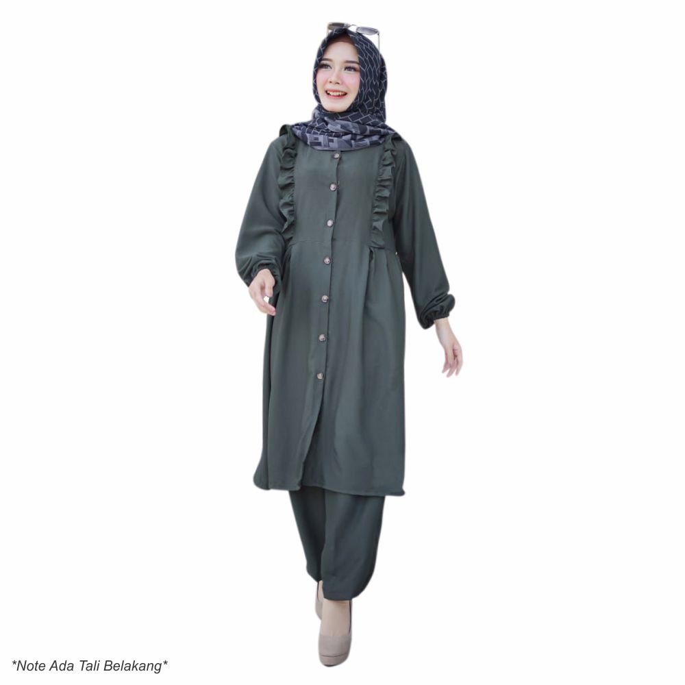 Setelan celana Tunik Aku Karissa one set itycrepe Terbaru One Set Adirena Rempel all size Fit To L -