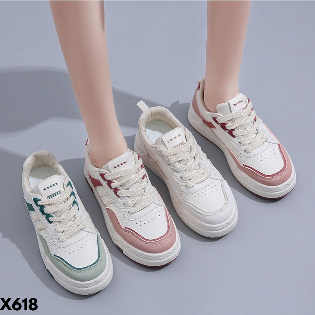 SNEAKERS WANITA BERTALI LOW CUT MOTIF KEPANGAN CAKEP GAUL VIRAL BAHAN PU IMPORT 618