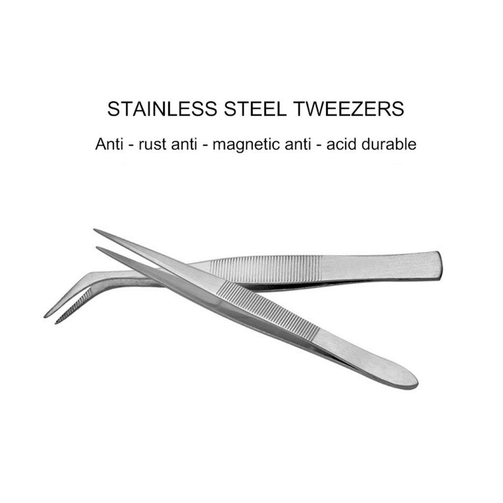 [Jianxin] Stainless Steel Multifunctional Elbow Straight Clip Eyelash Grafting Tweezers