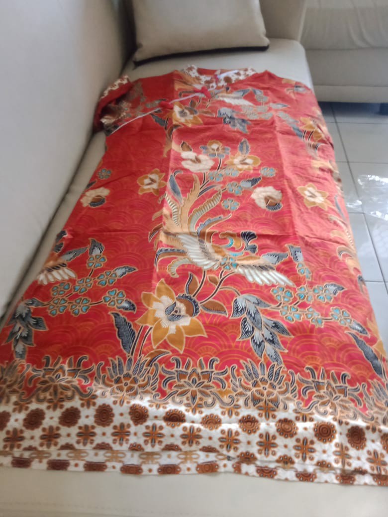 1007 Batik Sarimbit Burung Merak Merah - Baju Couple Pasangan Serasi Modern Size Kecil Besar S-5xl