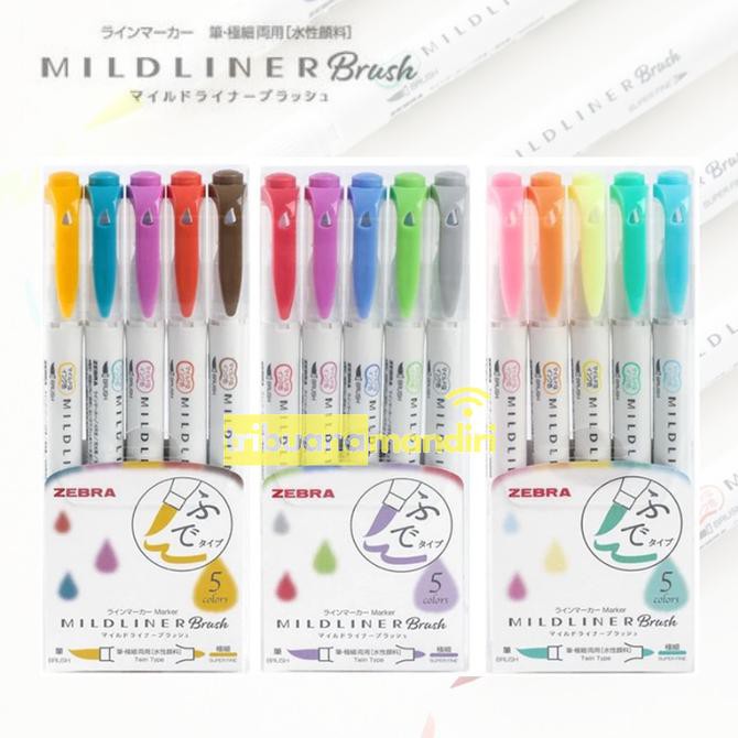 

Zebra Mildliner Brush Pen Set Isi 5 Marker Double Ended Highlighter - WFT8-5C-RC