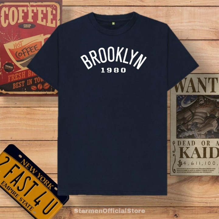 Kaos Distro Unisex BROOKLYN Katun Combed 30s / sablon polyflex /polyflex premium / Pakaian Pria Wanita Atasan Cowok Cewek /kaos kekinian / kaos viral / tshirt tumbrl tee basic /SIZE M , L , XL , XXL / kaus oblong oversize kaos murah best seller ready