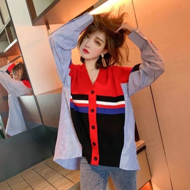 MDLV ~ 39004 ARUNA KNIT CARDIGAN KOREA KEMEJA KOMBI RAJUT CARDIGAN RAJUT PREMIUM FASHION IMPORT