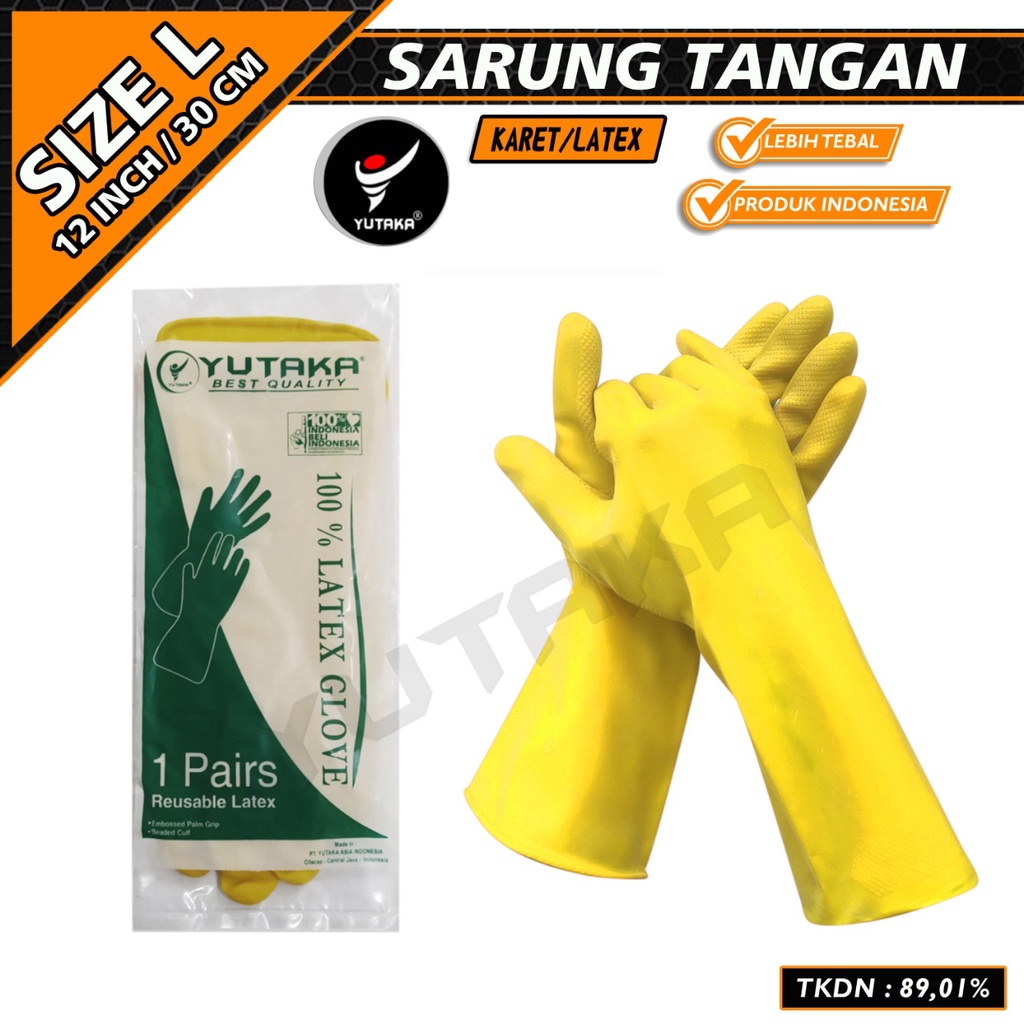 Sarung Tangan Karet 12 Inch YUTAKA kuning/sarung tangan cuci piring terlaris/murah Sarung Tangan Karet 12 Inch YUTAKA kuning