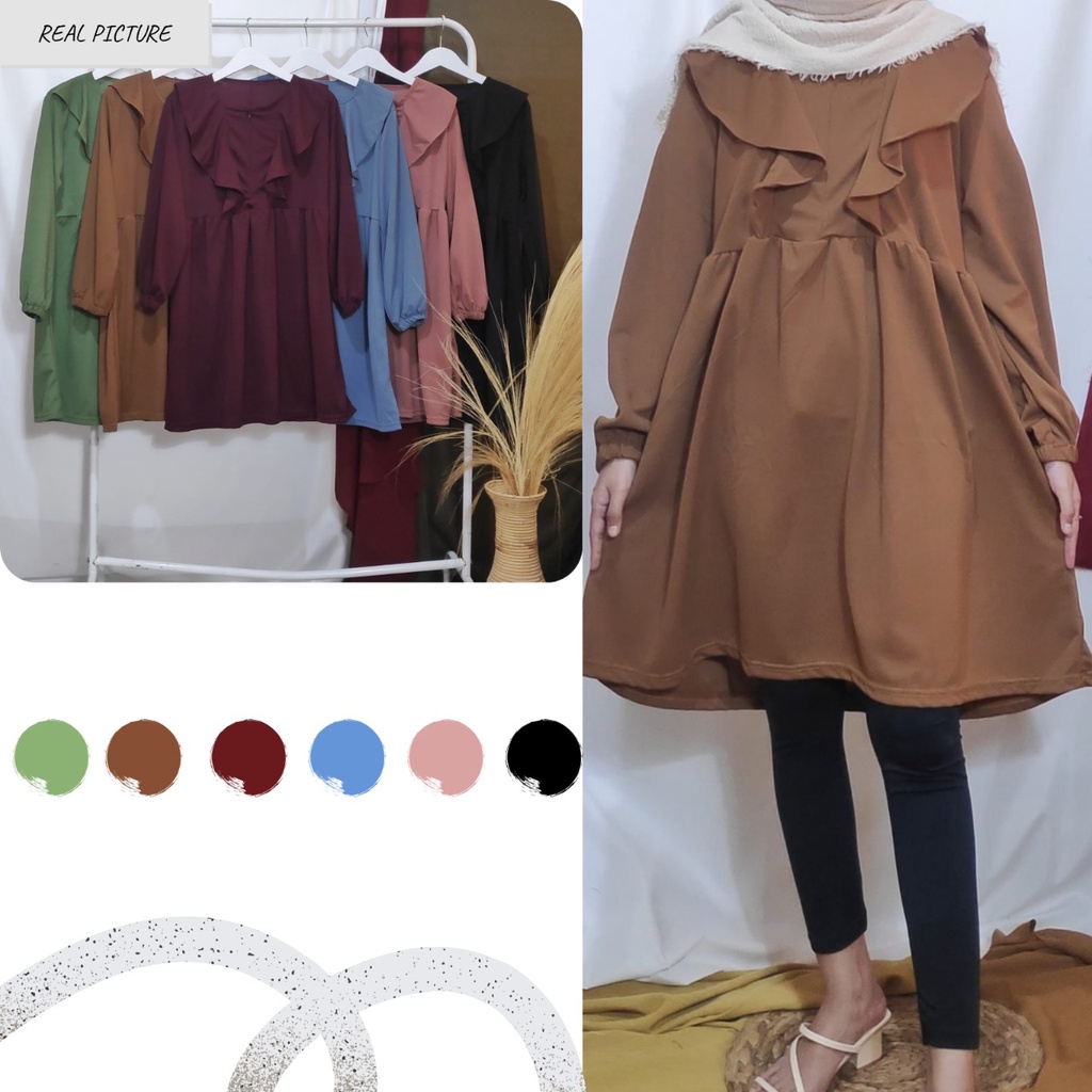 Dailythings Tunik Della BUSUI Rample Korea Ukuran Fit L sampai XXL LD 104cm PJG 86cm