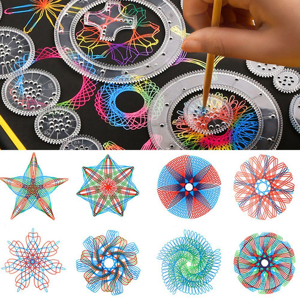 [Elegan] Mainan Gambar Spirograph Set Seni Kerajinan Lukisan Mainan Edukasi Lucu Menggambar Aksesoris Scratch Painting Anak Hadiah Interlocking Gears Wheels Ruler