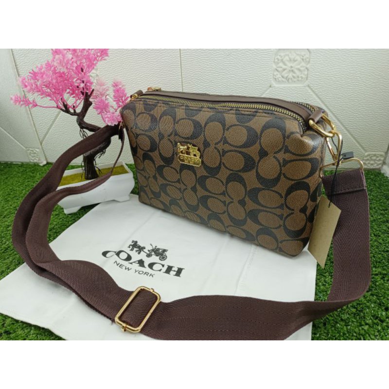 ( BISA COD ) PROMO SALE TAS WANITA COACH SELEMPANG 2RUANG SUPER QUALITY SLING BAG IMPORT