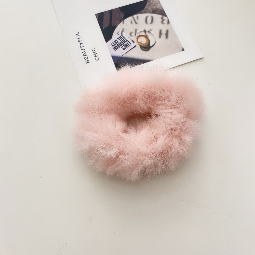 MURMURE.ID | IKAT RAMBUT BULU JUMBO LEMBUT KARET CEPOL WANITA RASFUR ALA KOREA HA065-JUMBO PINK DUSTY