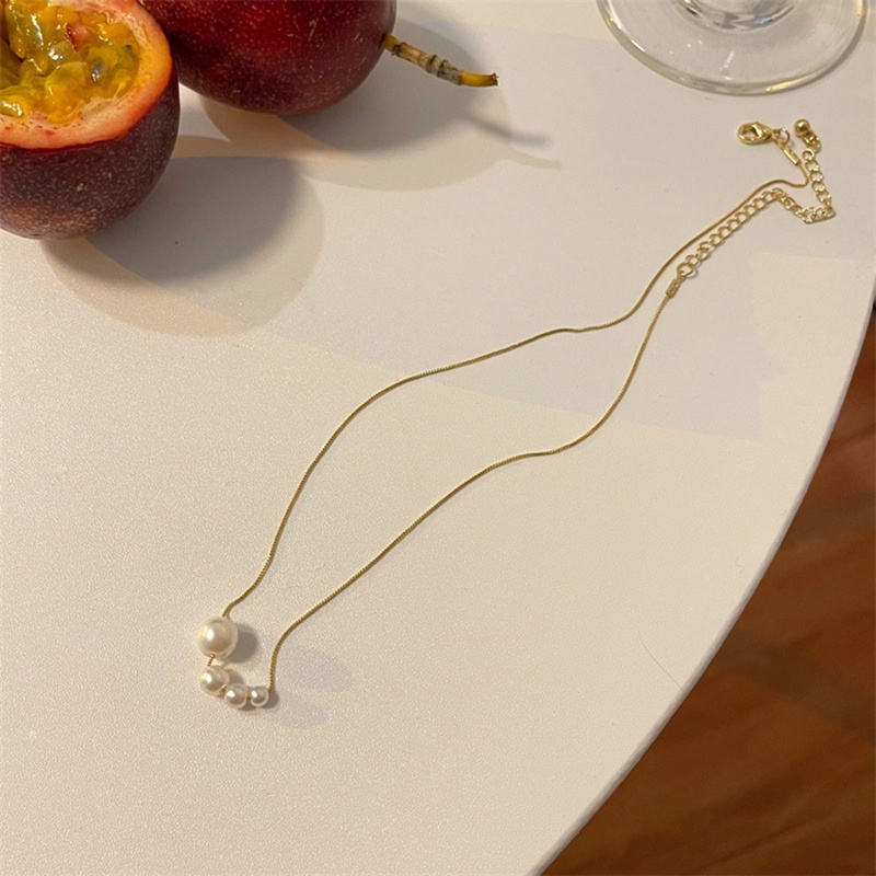 Kalung Choker Rantai Klavikula Hias Liontin Mutiara Untuk Wanita