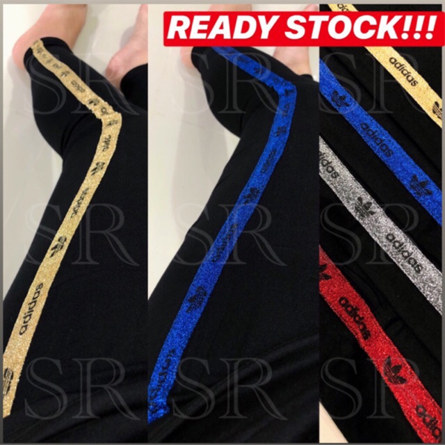 Legging Wanita Import List Pita Glitter Celana Panjang Melar Jumbo