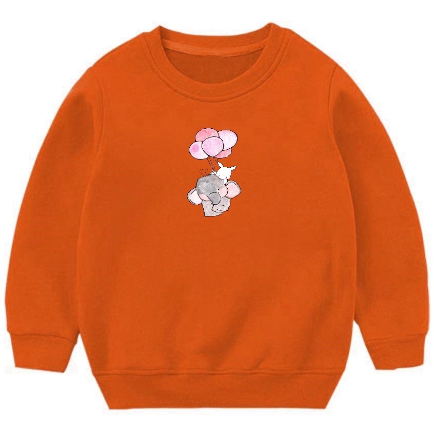 Sweater Crewneck Anak Balita Motif Baloons Elephant Bahan Pleece Terbaru