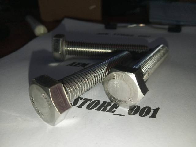 Baut hex M12 x 65 (6.5cm) stainless 304, baut kunci 19, baut kunci stainless