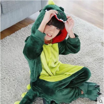 KOSTUM ONESIE DINO DINOSAURUS HIJAU COSPLAY PIYAMA ANAK