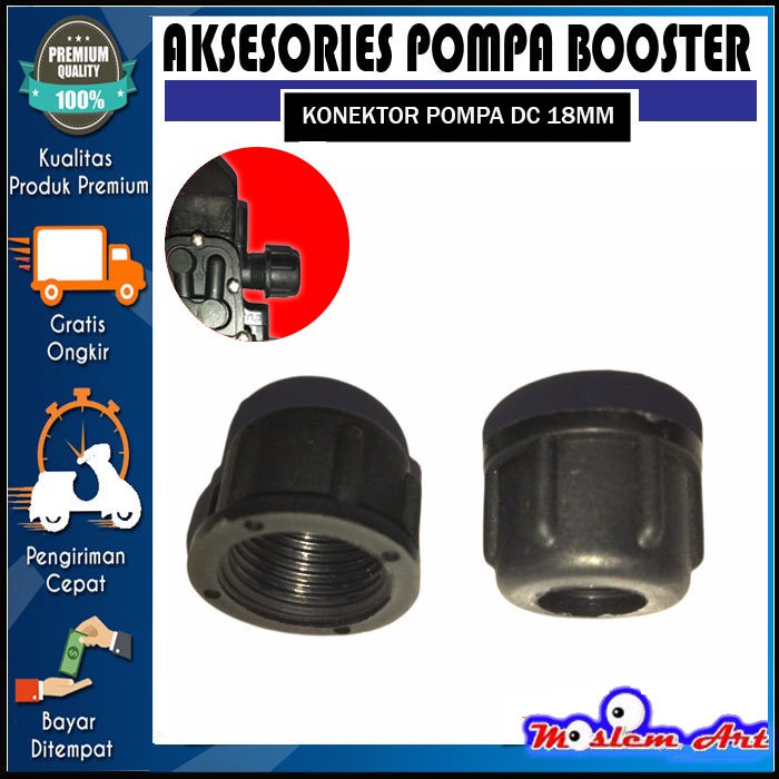 Konektor Khusus Pompa DC Model Double Drat 18mm dan Bevel ke Selang Serat Benang 5/16 - 2pcs