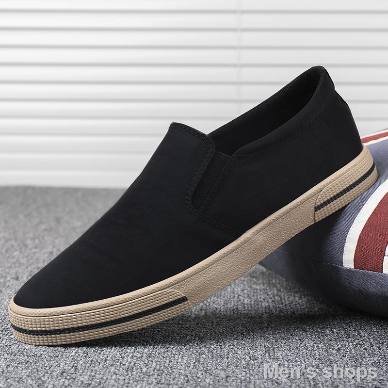 black leather canvas shoes