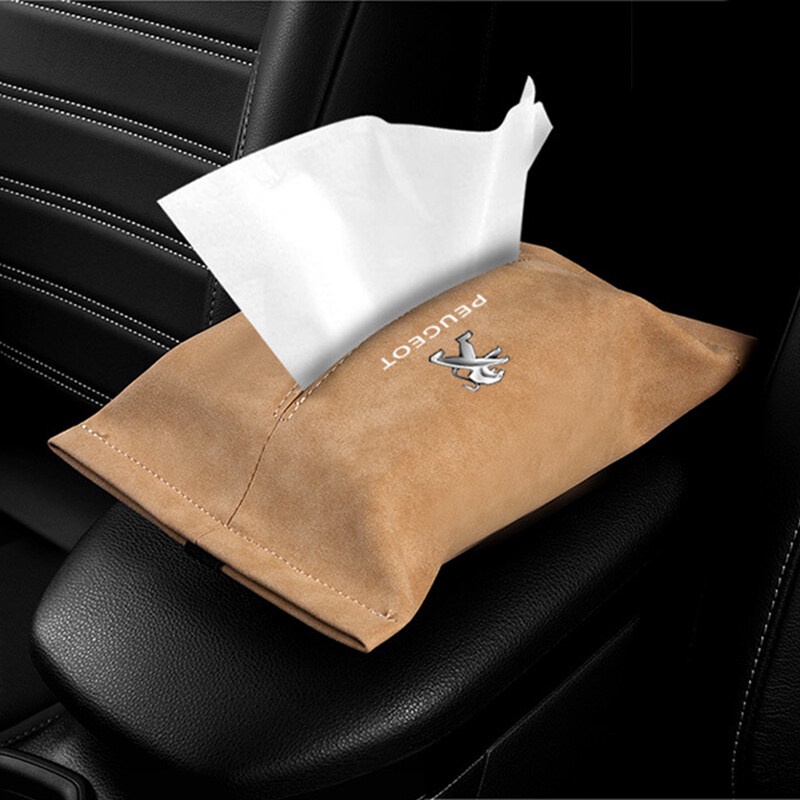 1Piece for Peugeot 307 207 407 607 4008 206 107 308 406 408 208 301 3008 Turn Fur Car Tissue Box Hanging Seat Sun Visor Tissue Bag Armrest Box Paper Towel Storage Case