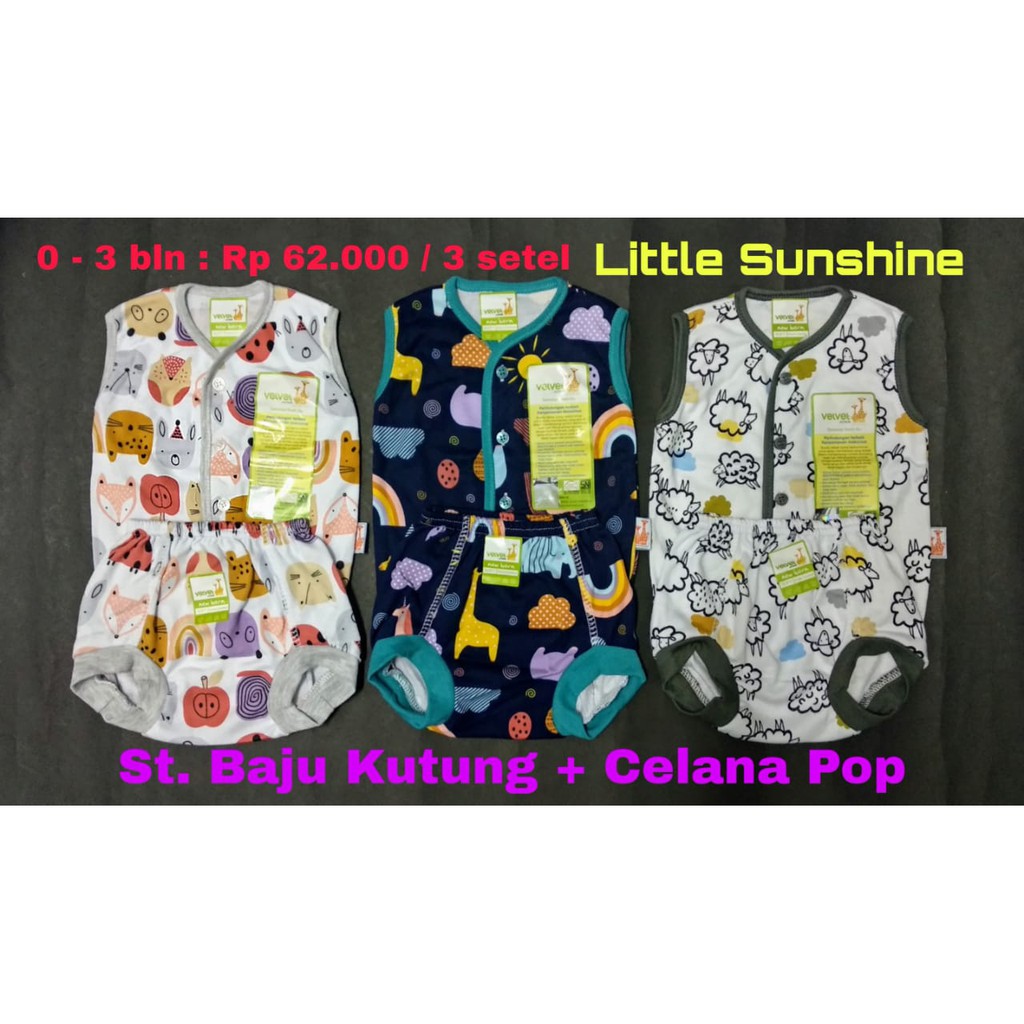 3 setel - Setelan Baju Kutung & CELANA POP little sunshine  Velvet Junior