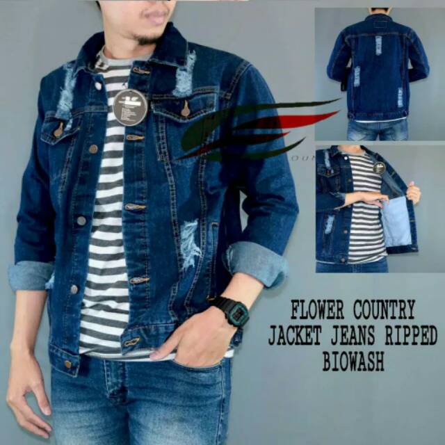 Jaket Pria Jeans Sobek Denim Ripped/JaketSobek/JaketPriaGaul/JaketDenim/JaketJeans