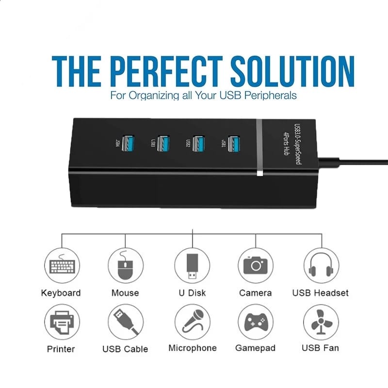 USB HUB 4 Ports USB HUB 3.0 Super Speed 5Gbps LED Indication