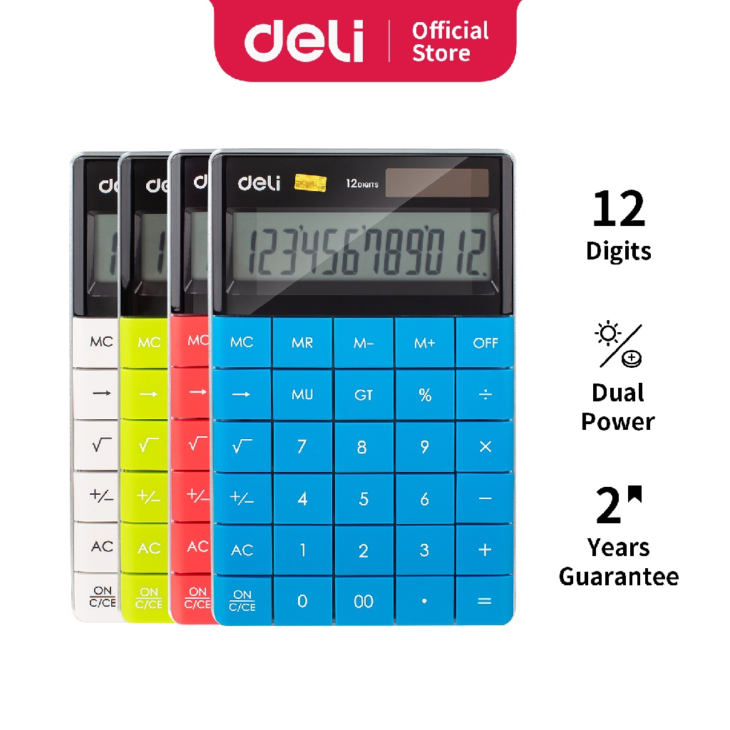 

DELI Kalkulator Desktop 12 Digit Dual Power (Solar Cell + Battery LR44) E1589/W1589
