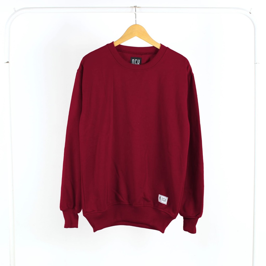 Sweater Crewneck Polos Merah Maroon Pria Dan Wanita High Quality