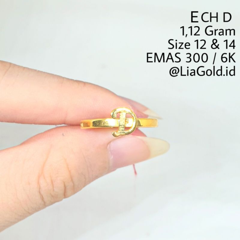 Cincin Huruf EMAS ASLI Kadar 300 / 6K ( TOKO MAS LIA GOLD BEKASI )