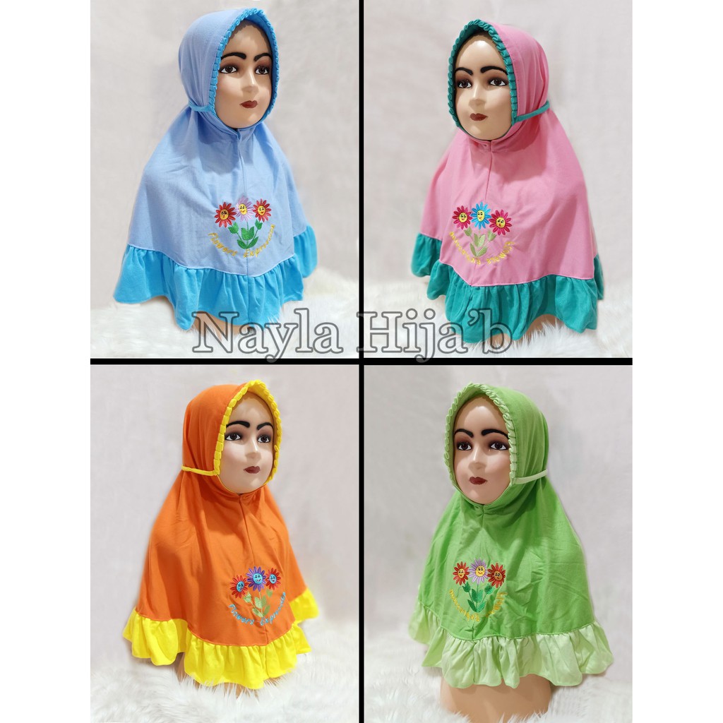 Jilbab Anak SD Bordir  Untuk 3 Tahun - 12 Tahun  Kerudung Anak SD RANDOM Jilbab Anak SD Nayla Hijab