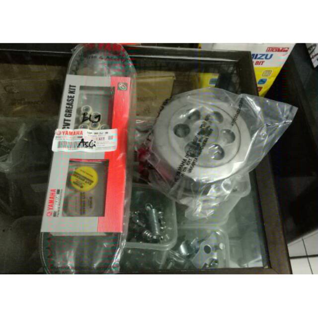 Paketan Pully Mio J 1 set kampas ganda berikut tutupnya dan Vanbelt Mio J Asli