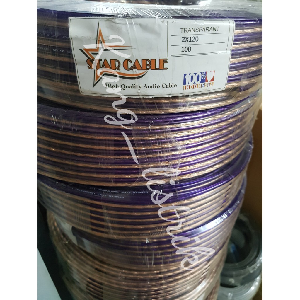 Kabel Transparan / Kabel Audio Transparan / Kabel Speaker 2x120 100Yard