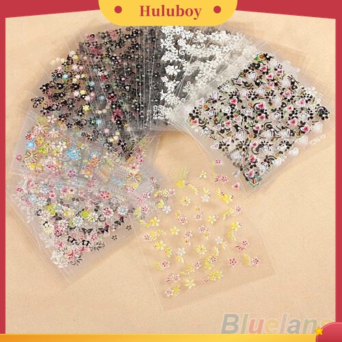 Huluboy Huluboy♡ 10 Lembar Stiker Kuku 3D Untuk Dekorasi Manicure