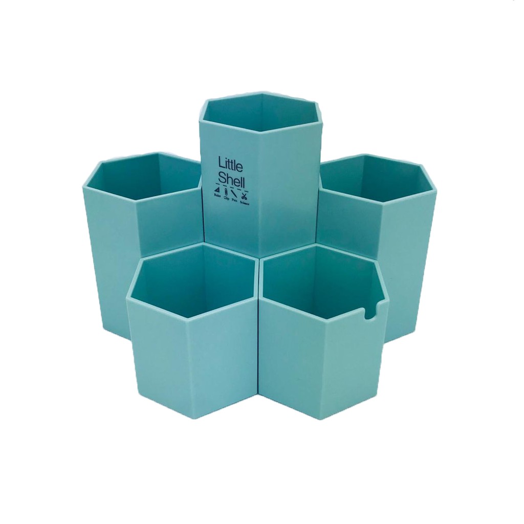 Tempat Alat Tulis Hexagon / 5 Tingkat - Biru