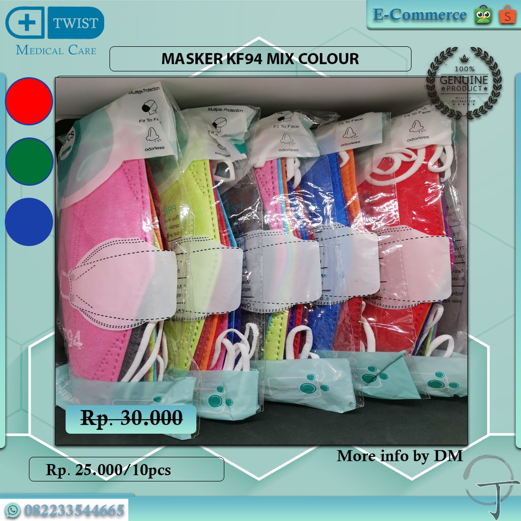 Masker KF94 Mix Colour/Warna Campur 10pcs
